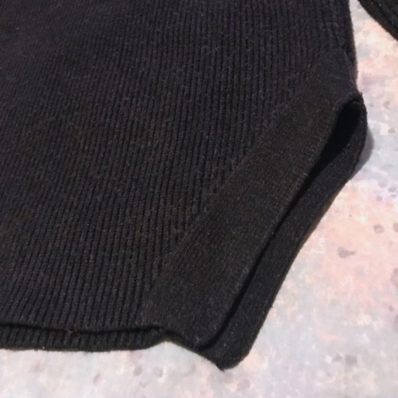 3/ $30 or FREE WITH PURCHASE over $40 Black Ribbed Mock Neck Split Hem Sweater - Picture 10 of 16